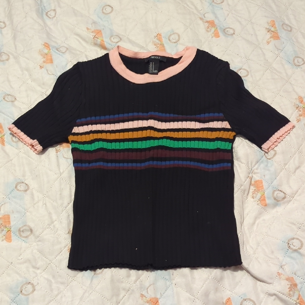 Forever 21 Black Crop Top Casual Knit
